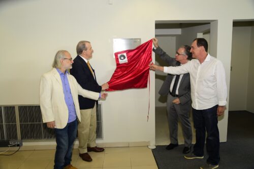Alcir Pécora, Carlos Vogt, Marcelo Knobel e Anderson Fauth na inauguração do IdEA