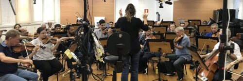 Dispositivo de captação sonora desenvolvido em pesquisa coordenada por José Mannis durante gravação de ensaio da Orquestra Sinfônica da Unicamp. Crédito: Divulgação